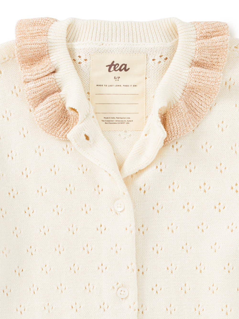Tea Collection Tea Collared Pointelle Cardigan