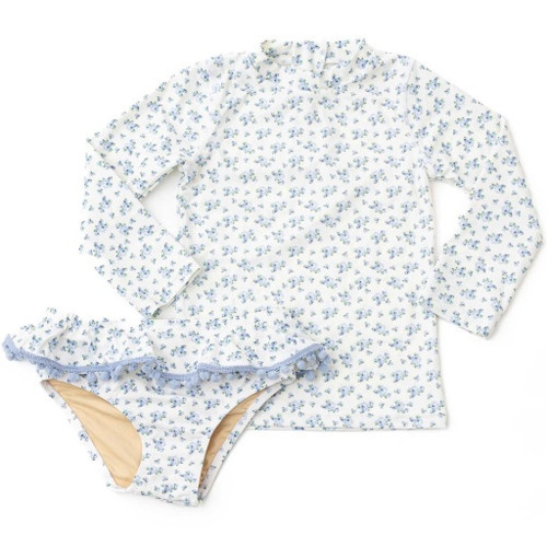 Shade Critters Shade Critters Cottage Floral Blue Rashguard Swim Set