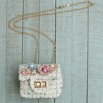 Ivory Tweed Flower Purse