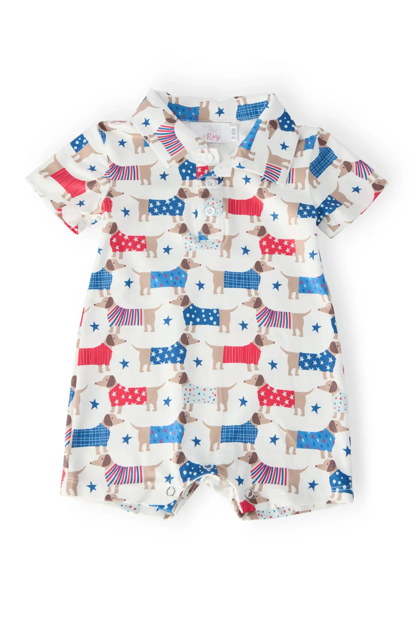 Mila & Rose Mila & Rose Patriotic Pups Polo Shorty One-Piece