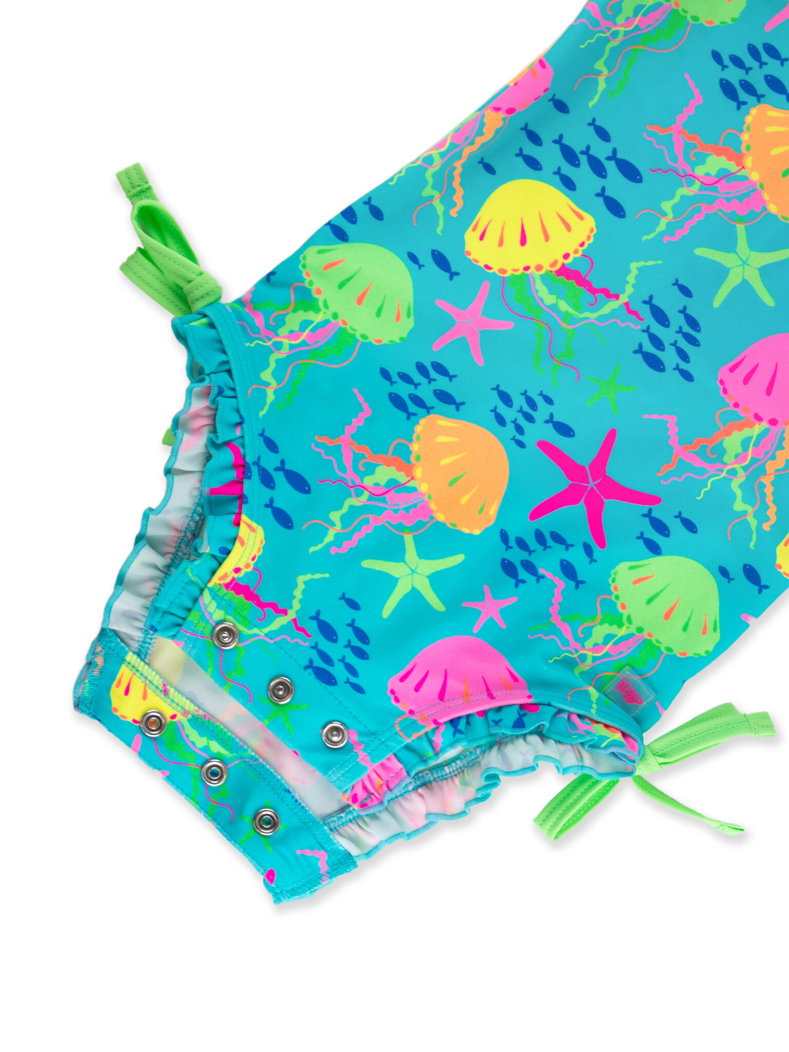 RuffleButts Rufflebutts Neon Jelly Time Long Sleeve Rash Guard Swimsuit