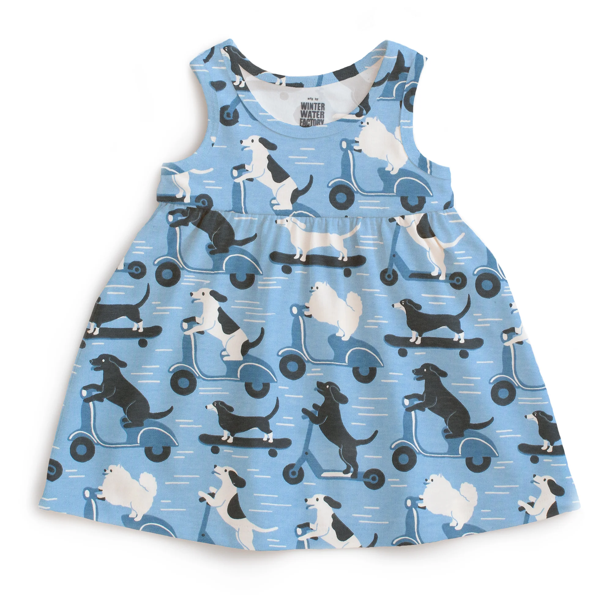 Winter Water Factory Winter Water Factory Alna Baby Dress - Dogs on Scooters