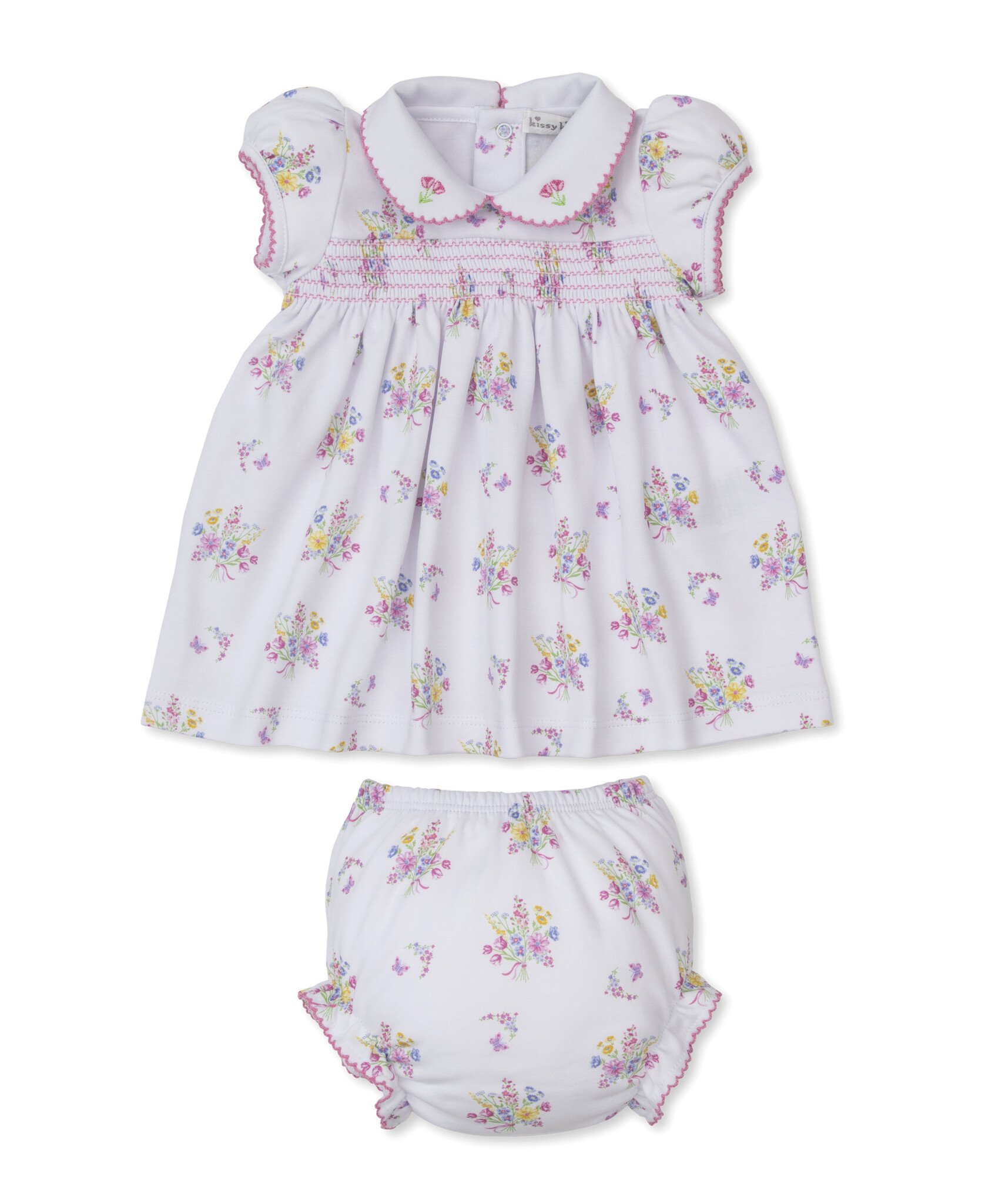 kissy kissy Kissy Kissy Pastel Gardens Smocked Dress w/ Diaper Cover
