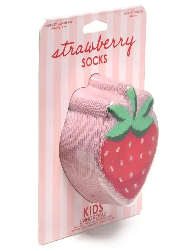 Living Royal 3D Packaged Crew Socks - Strawberry - Pink