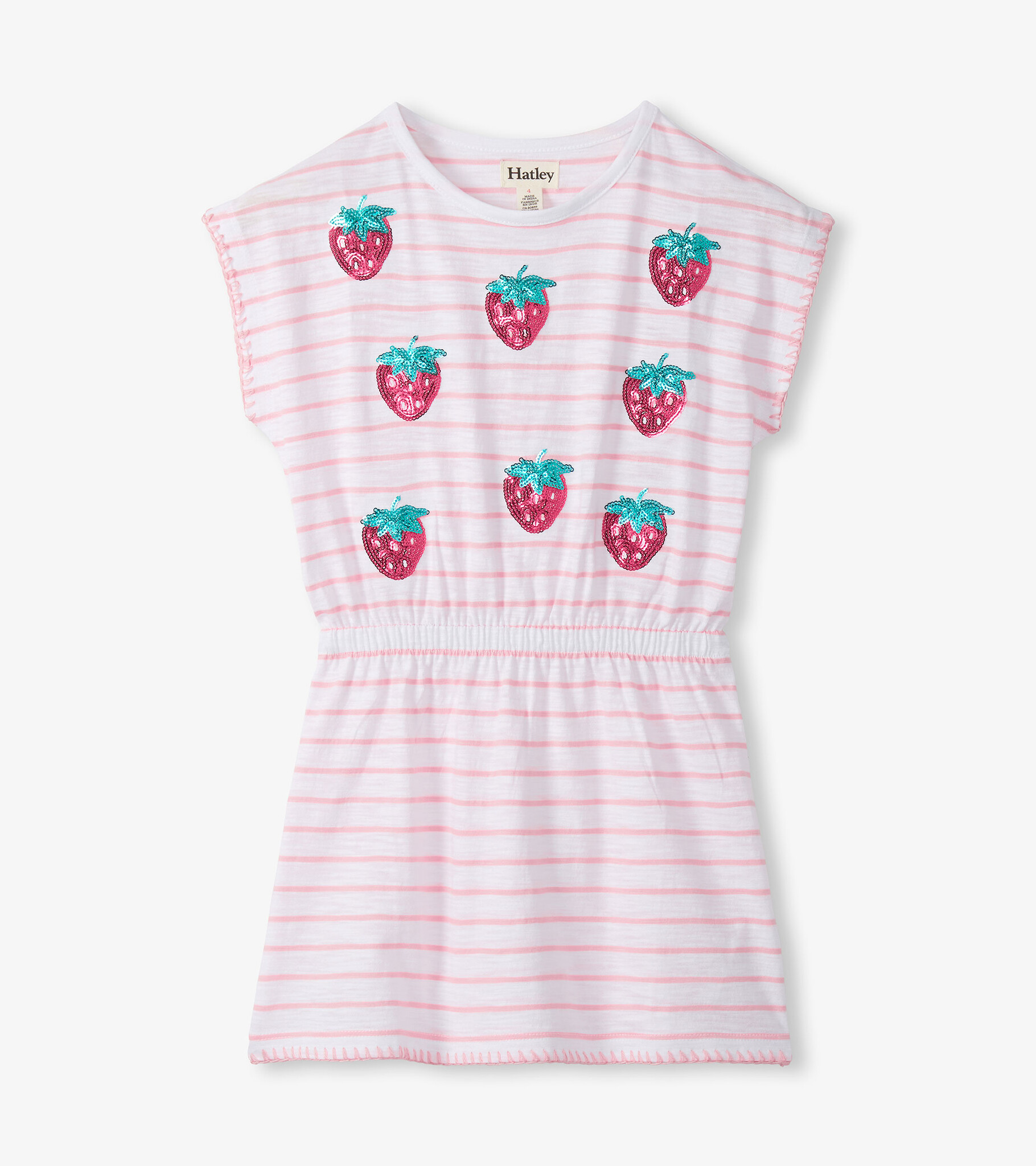 Hatley Hatley Strawberry Stripes Cinched Waist Relaxed Dress