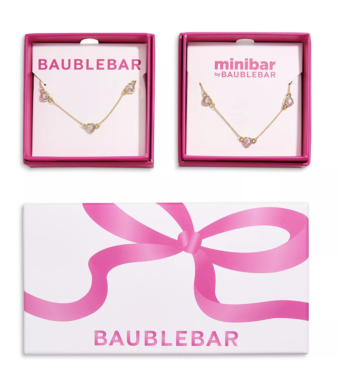 Baublebar Baublebar Match with Mama Heart Necklace Set Clear/Gold