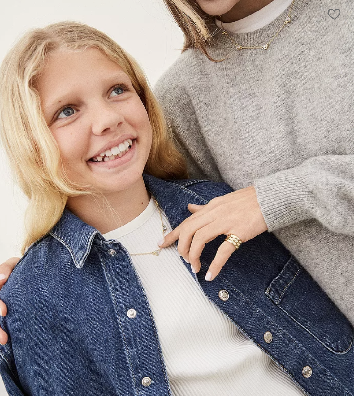 Baublebar Baublebar Match with Mama Heart Necklace Set Clear/Gold