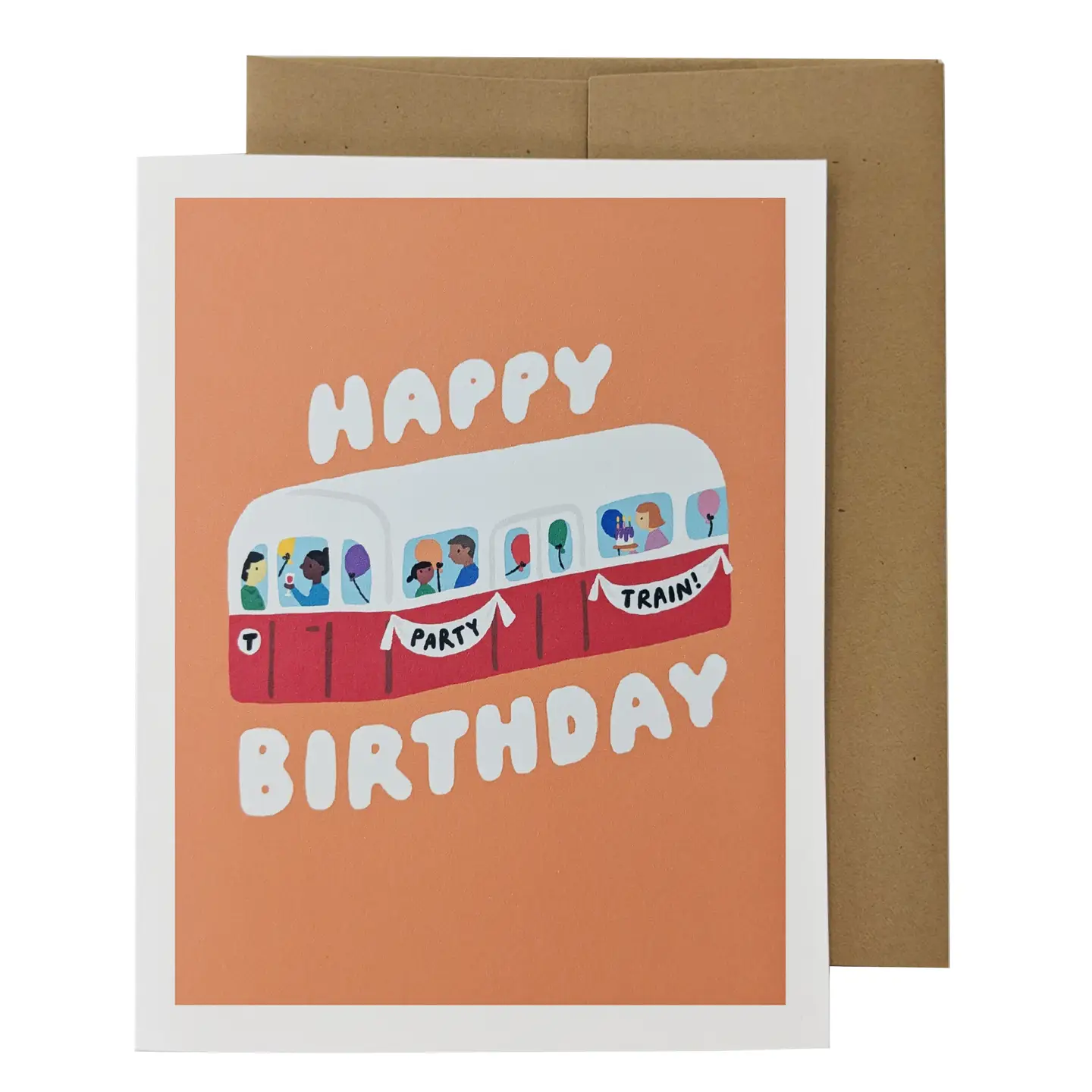 Ohello Boston Happy Birthday Party Train Card (Red Line)