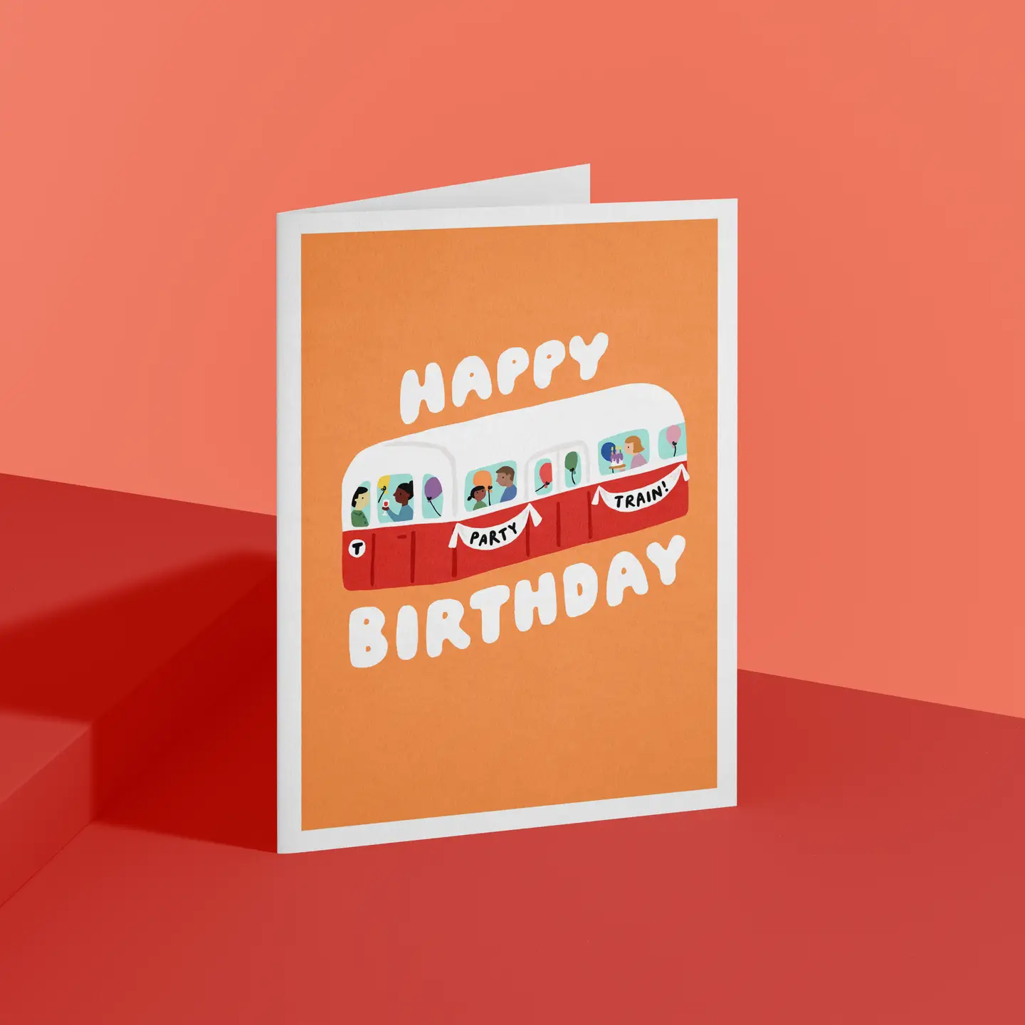 Ohello Boston Happy Birthday Party Train Card (Red Line)