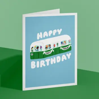 Ohello Boston Happy Birthday Party Train Card (Green Line)