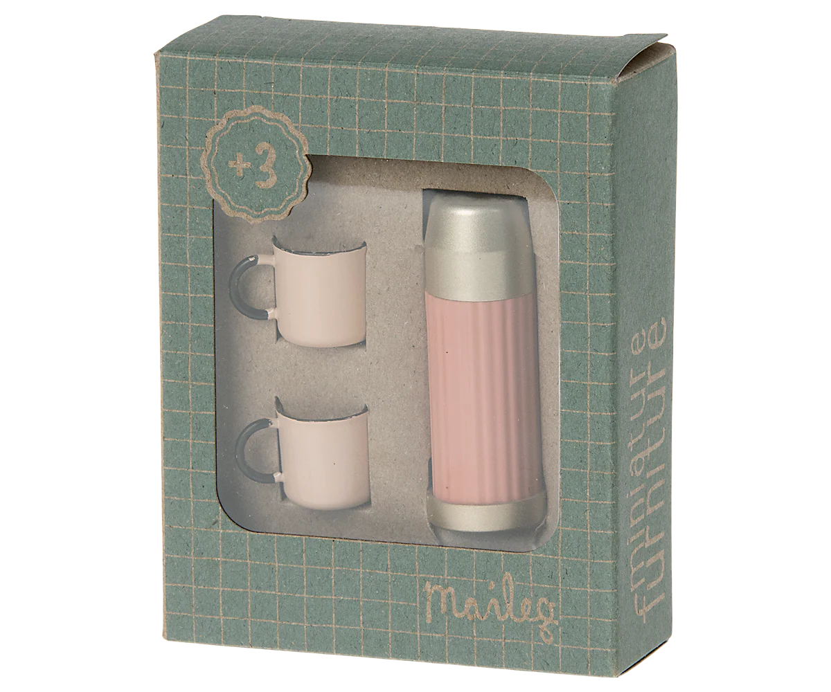 maileg Maileg Thermos and cups, Mouse - Soft coral