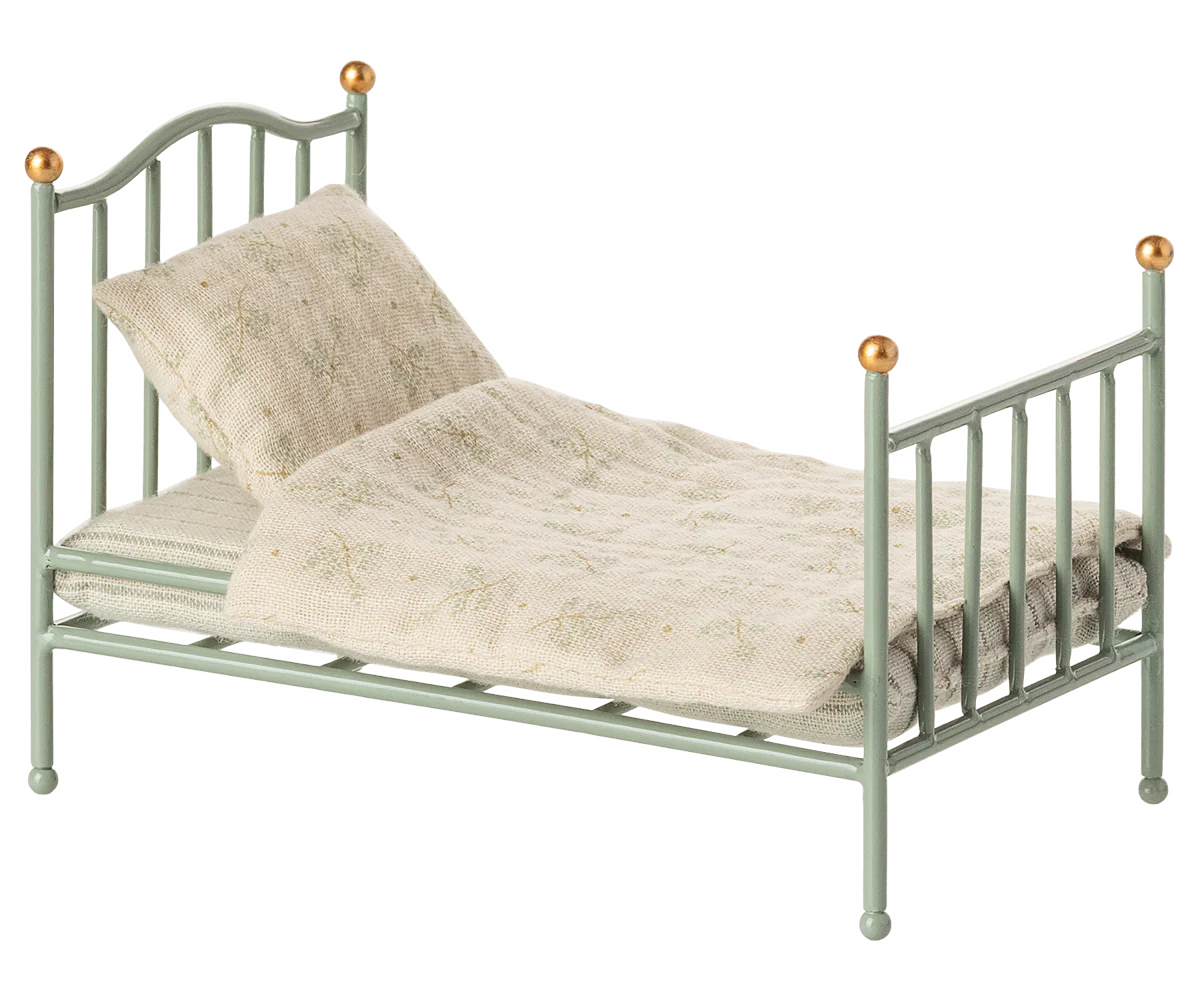 maileg Maileg Vintage single bed, Mouse - Mint