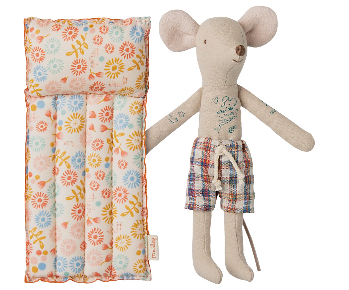 maileg Maileg Beach mouse with air mattress, Dad -  Flower