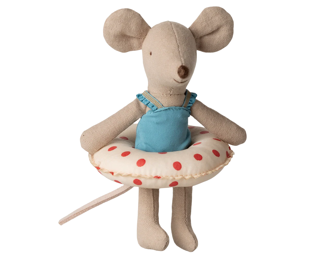 maileg Maileg Beach mouse with float, Little sister -  Red dots