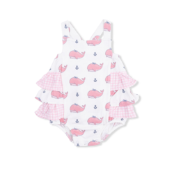 Angel Dear Angel Dear Bubbly Whale With Bow Pink - Ruffle Sunsuit
