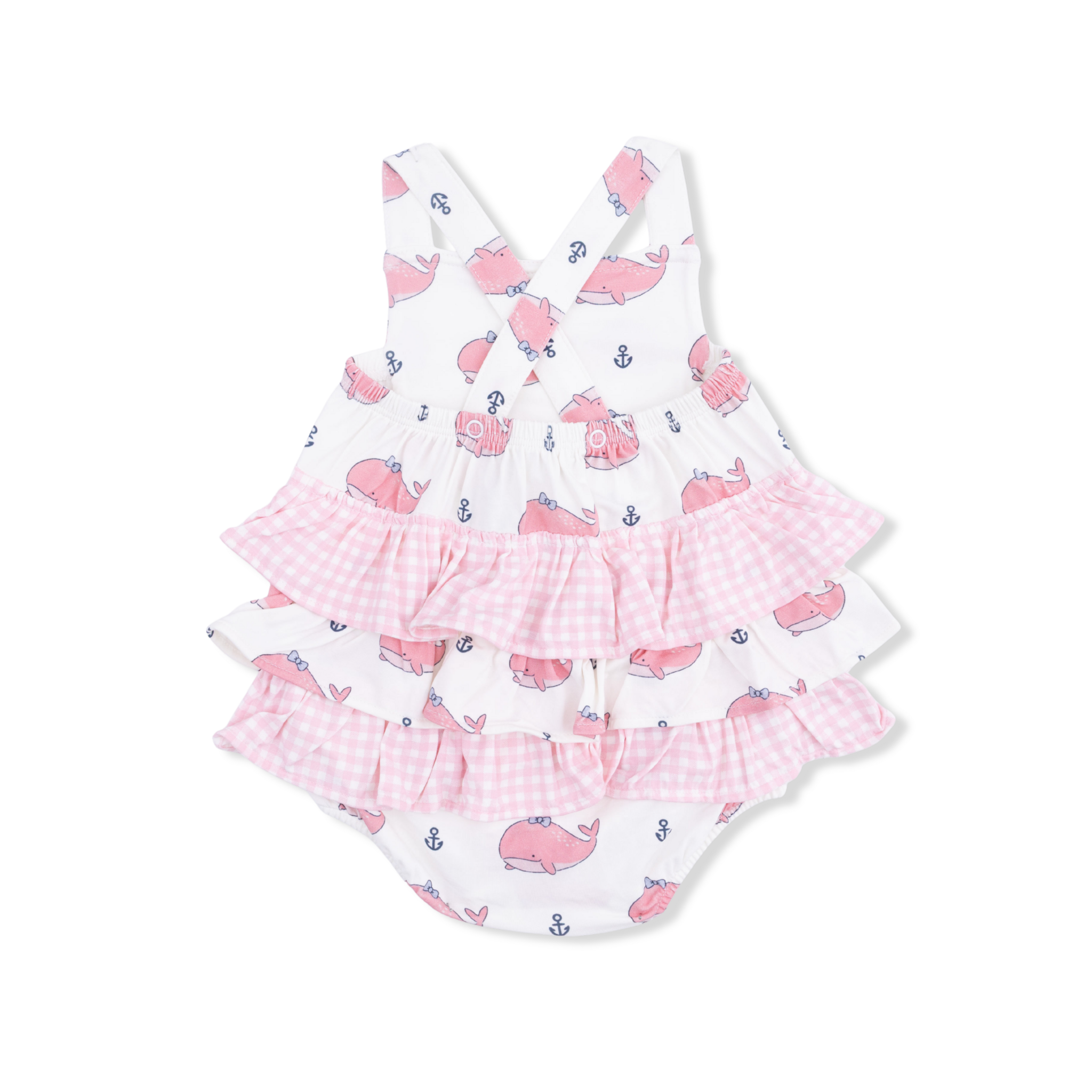 Angel Dear Angel Dear Bubbly Whale With Bow Pink - Ruffle Sunsuit