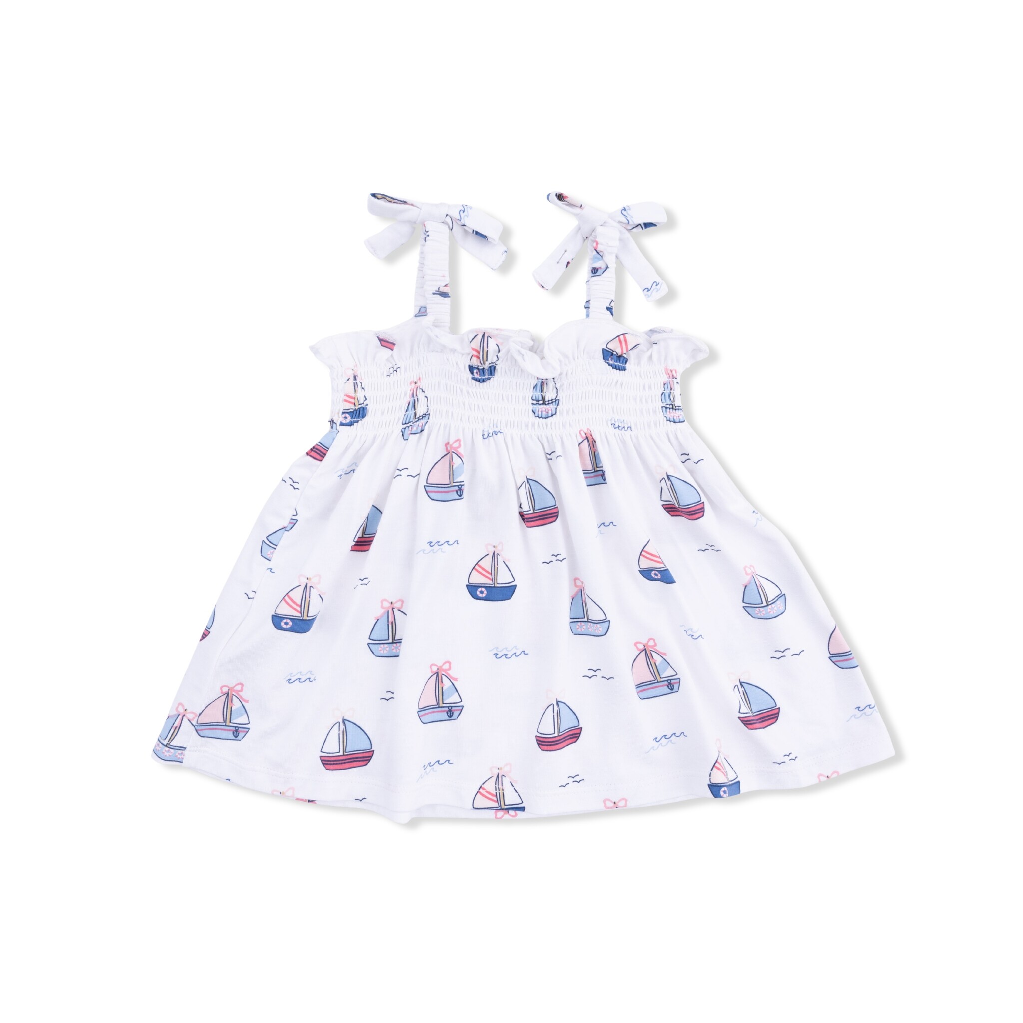 Angel Dear Angel Dear Bubbly Sailboats Pink - Smocked Top & Bike Short
