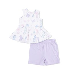 Angel Dear Angel Dear Floral Sea Creatures - Peplum Tank Top And Bike Short