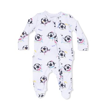 Angel Dear Angel Dear Soccer Balls Playing Soccer Pink - 2 Way Ruffle Back Zipper Footie