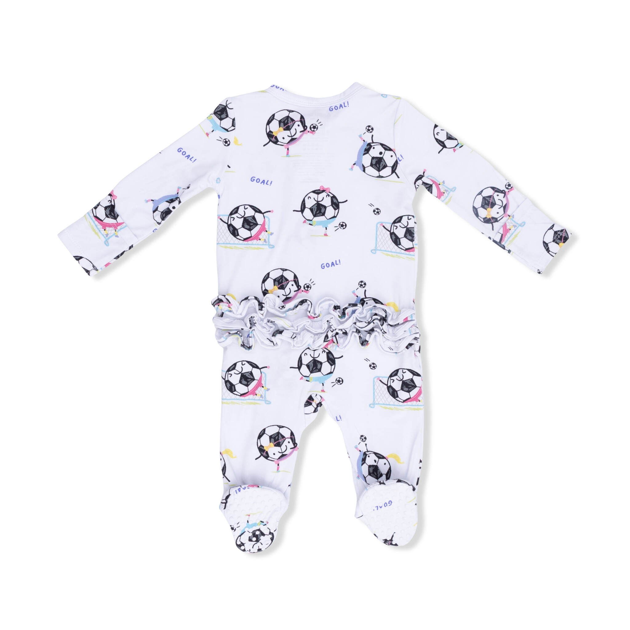 Angel Dear Angel Dear Soccer Balls Playing Soccer Pink - 2 Way Ruffle Back Zipper Footie