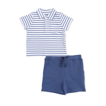 Angel Dear Angel Dear Navy Stripe - Polo With Everyday Short
