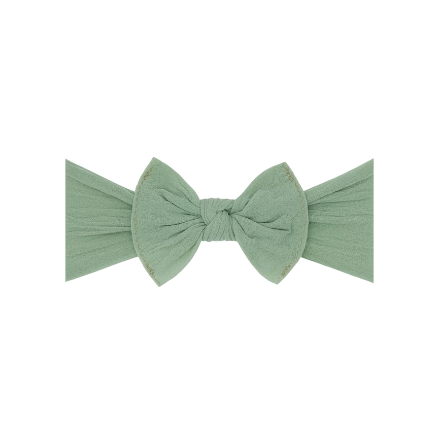 Baby Bling Bows Itty Bitty Knot Small Soft Nylon Bow Headband - Sage