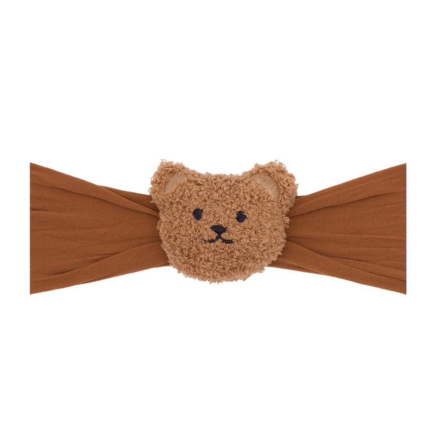 Baby Bling Bows Teddy Bear Soft Nylon Headband - Cocoa