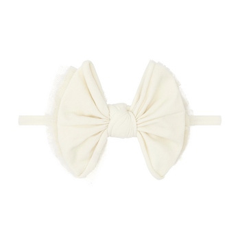 Baby Bling Bows Layered Fab® Skinny - Ivory Dot Tulle