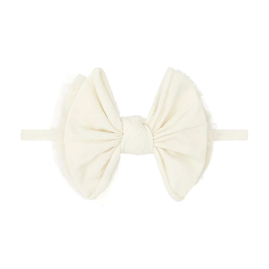 Baby Bling Bows Layered Fab® Skinny - Ivory Dot Tulle