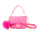 Quilted Puff Flap w/ Mirror Pom Pom - Hot Pink