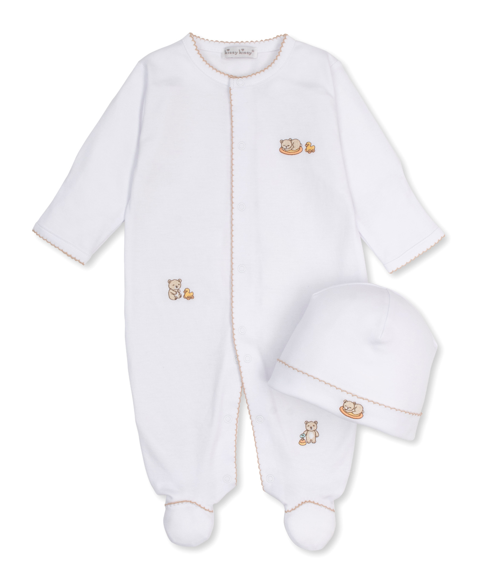 kissy kissy Kissy Kissy Bearly Blessed Footie w/Hat Set