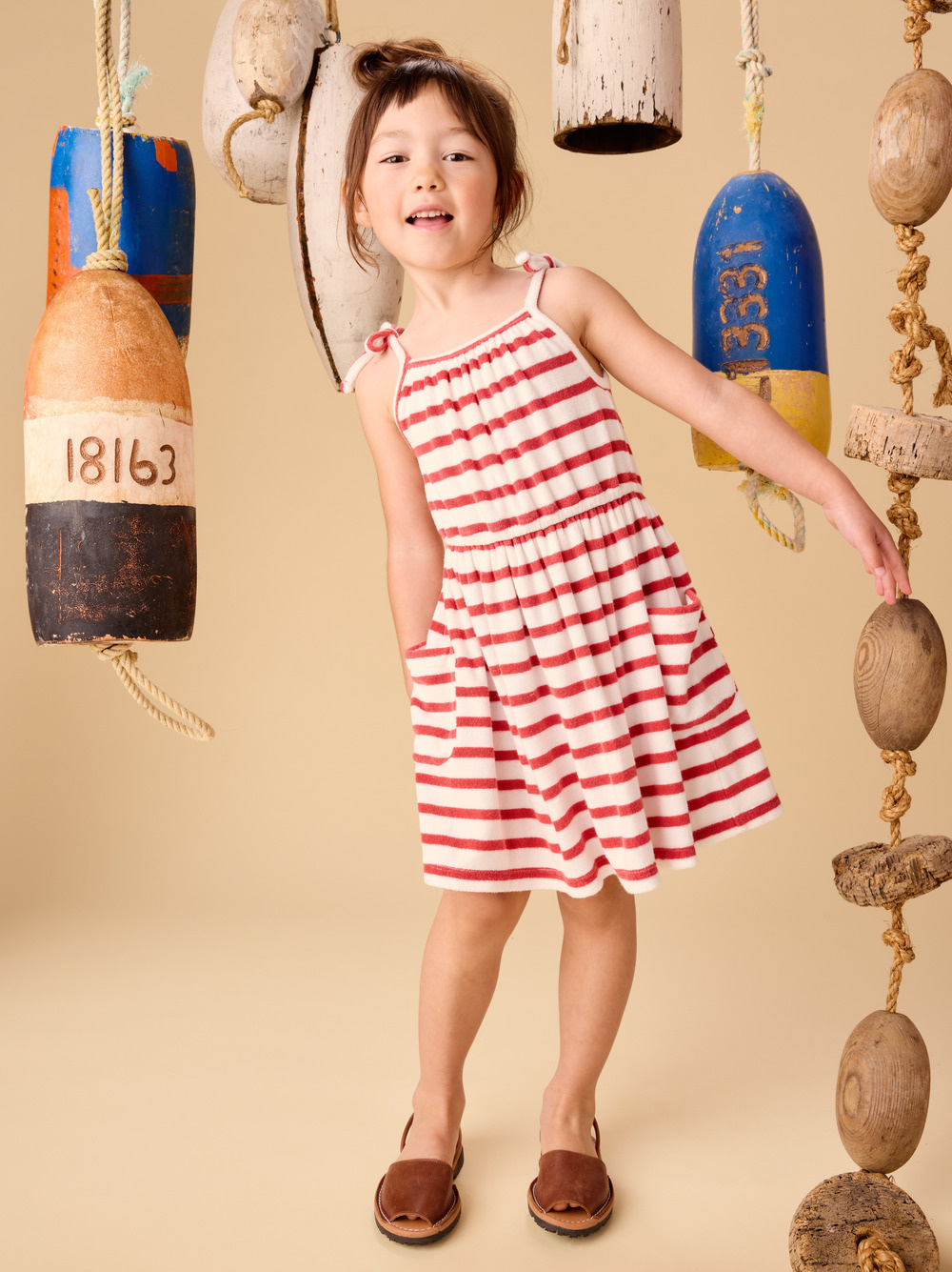 Tea Collection Tea New Stripe Tie Shoulder Twirl Dress