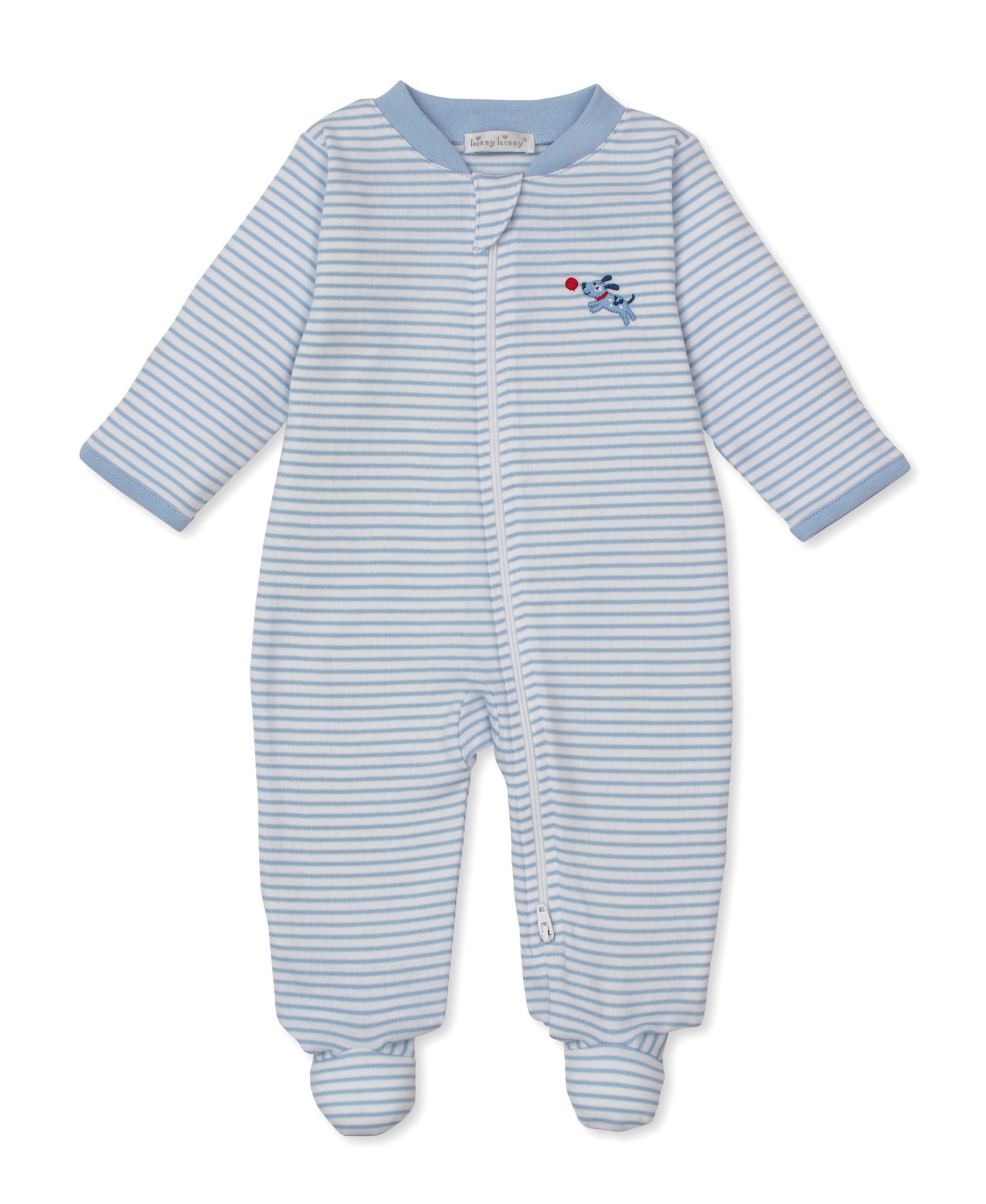 kissy kissy Kissy Kissy Puppy Patch Stripe Zipper Footie