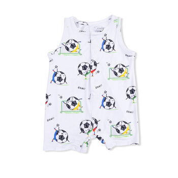 Angel Dear Angel Dear Soccer Balls Playing Soccer Sleeveless Shortie Romper