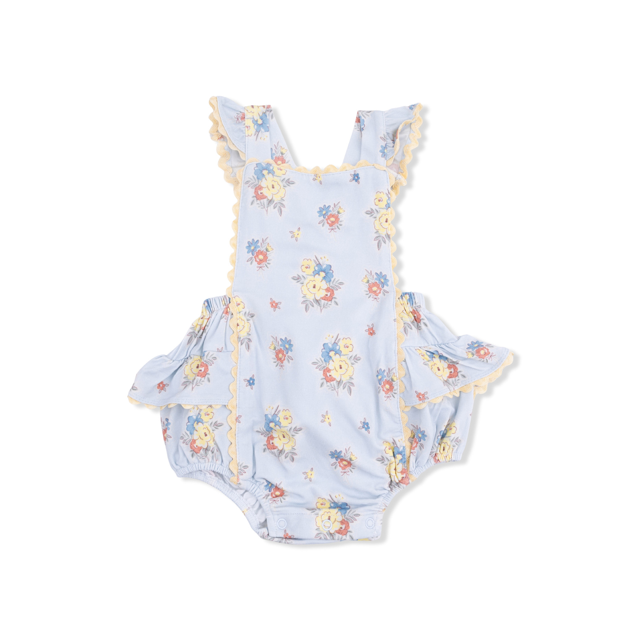 Angel Dear Angel Dear Country Stitch Floral Ric Rac Ruffle Sunsuit