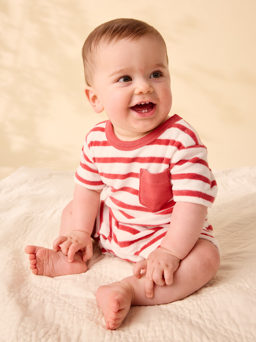 Tea Collection Tea New Pocket Shortie Baby Romper