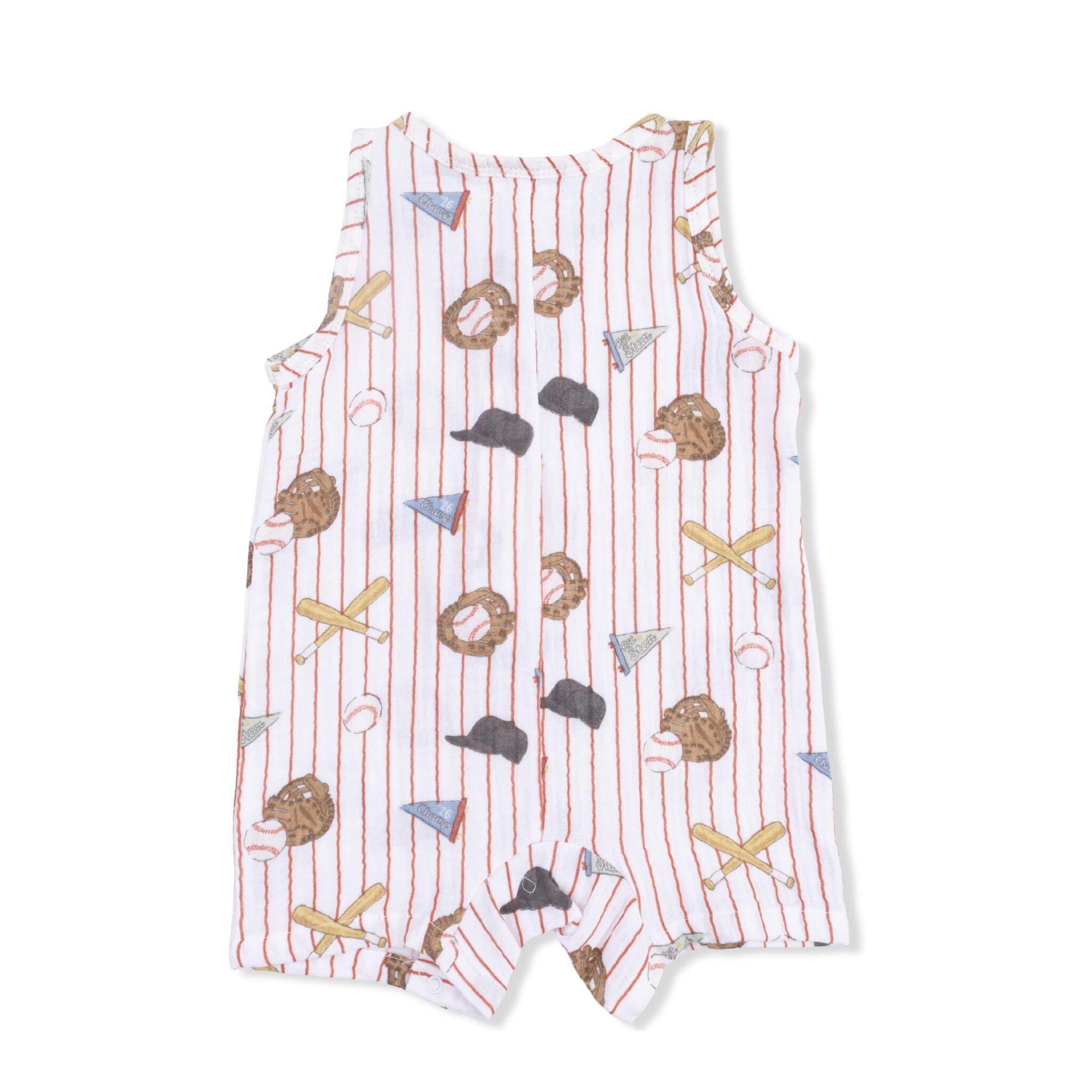 Angel Dear Angel Dear Vintage Baseball Stripe Sleeveless Shortie Romper