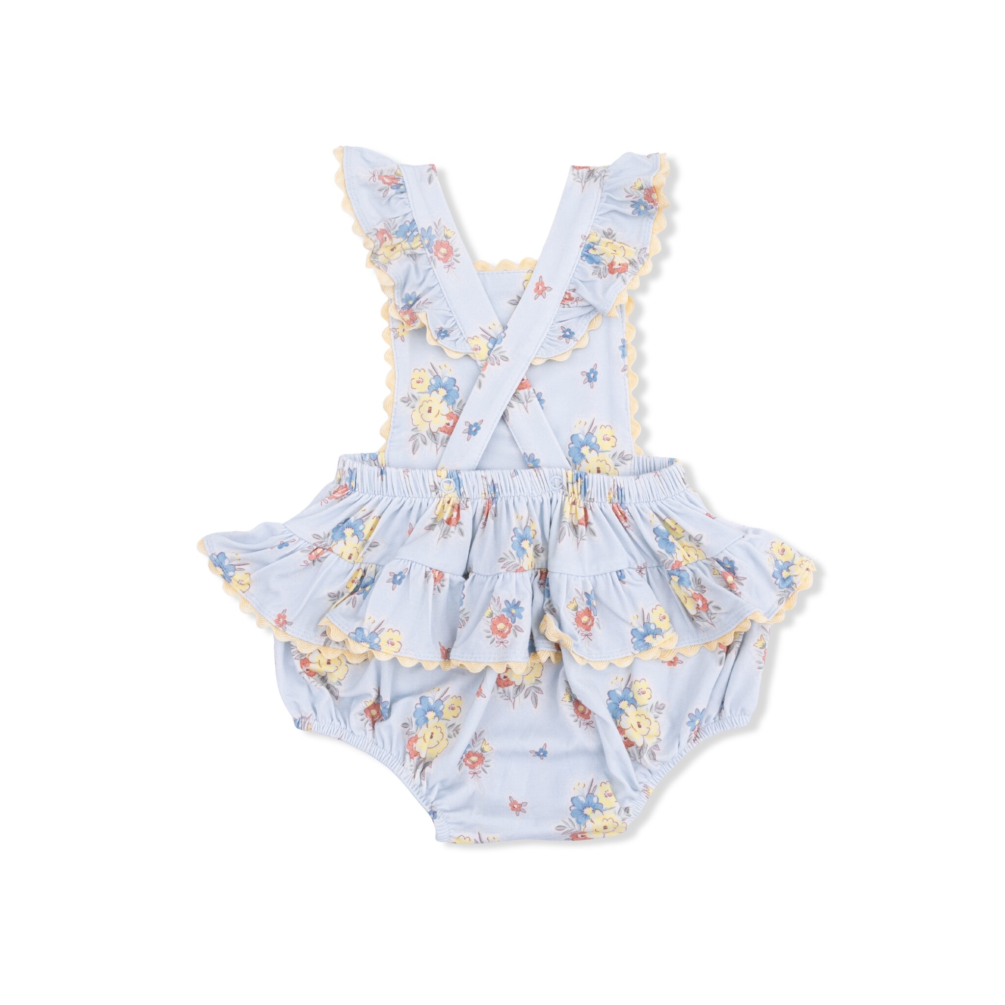 Angel Dear Angel Dear Country Stitch Floral Ric Rac Ruffle Sunsuit