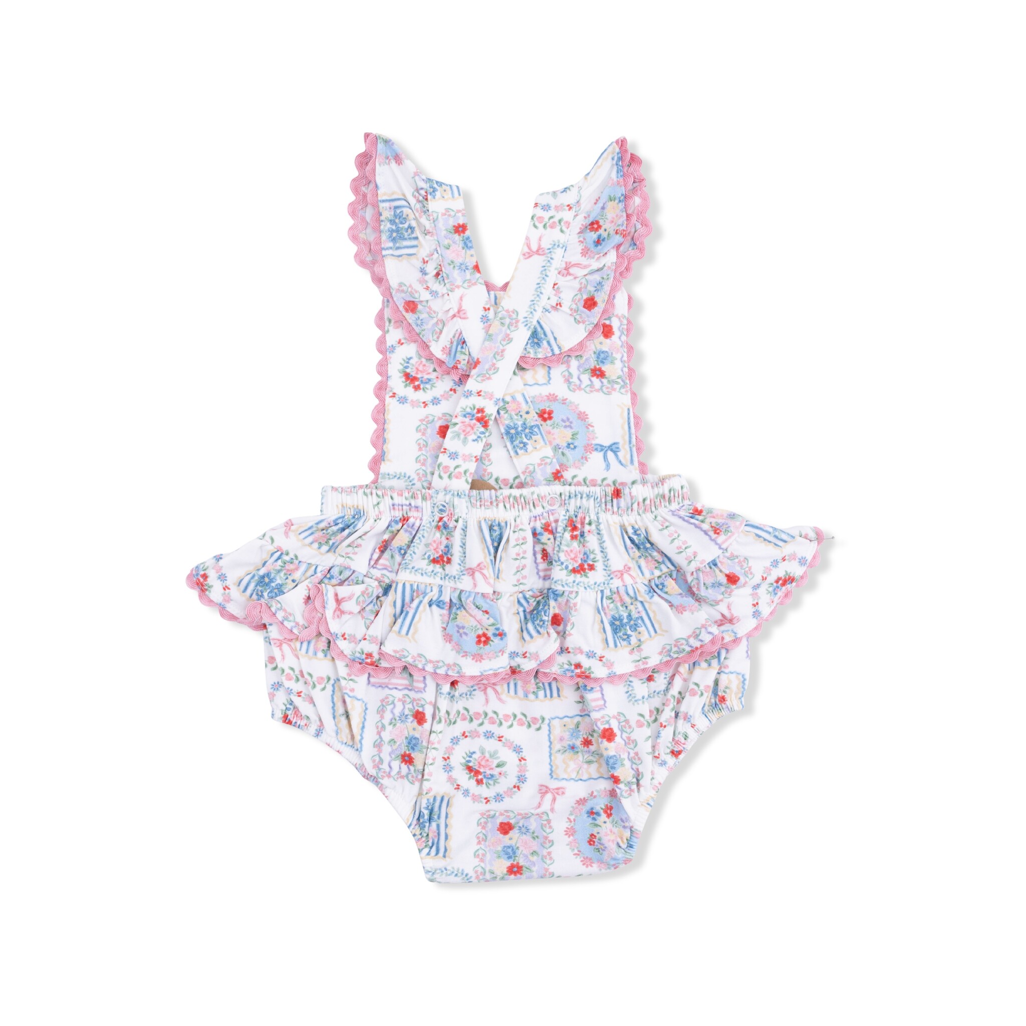 Angel Dear Angel Dear Julep's Floral Patchwork Ric Rac Ruffle Sunsuit