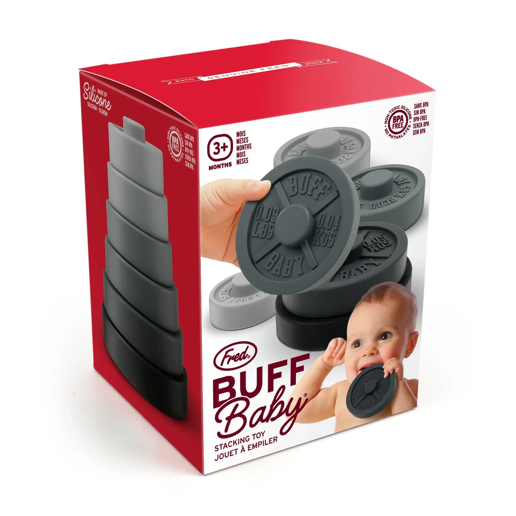 Fred & Friends Buff Baby - Weight Plate Stacking Toy and Teether