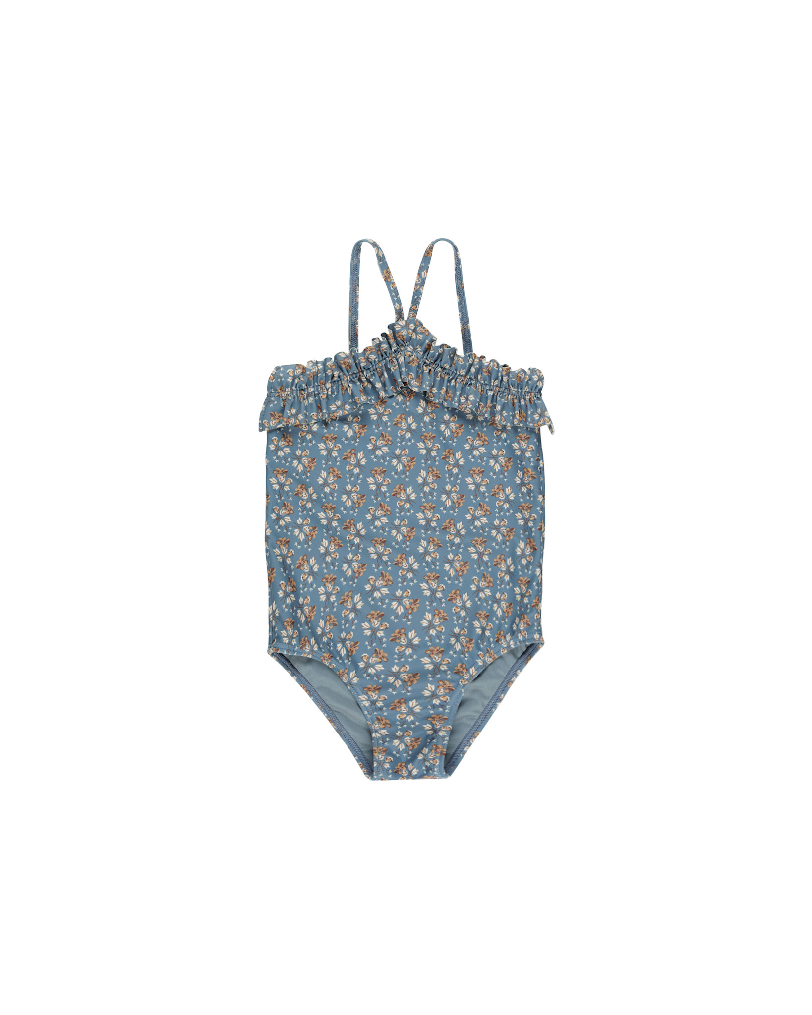 Rylee and Cru Rylee & Cru Blue Floral Rouched One-Piece