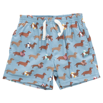 Pink Chicken Pink Chicken Swim Dachshunds Boys Swim Trunk
