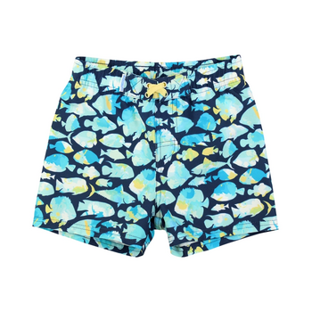 RuffleButts Rufflebutts Boys Fish Friends Swim Trunks