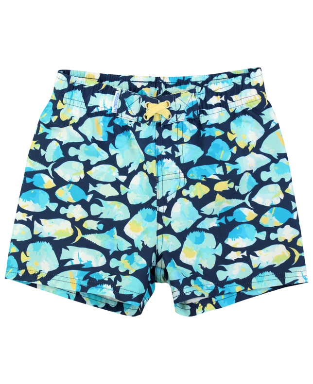 RuffleButts Rufflebutts Boys Fish Friends Swim Trunks