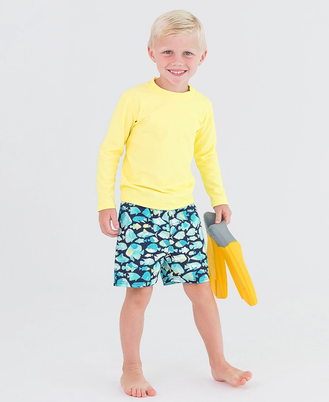 RuffleButts Rufflebutts Boys Fish Friends Swim Trunks
