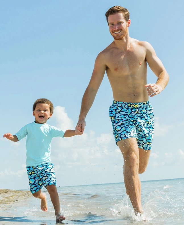 RuffleButts Rufflebutts Boys Fish Friends Swim Trunks