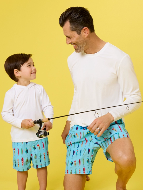RuffleButts Rufflebutts Boys Gone Fishin Swim Trunks
