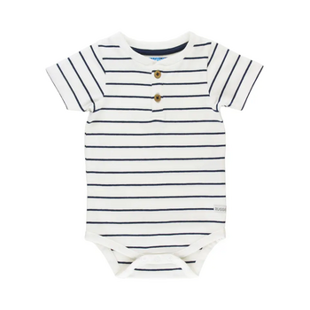 RuffleButts Rufflebutts Short Sleeve Henley Bodysuit