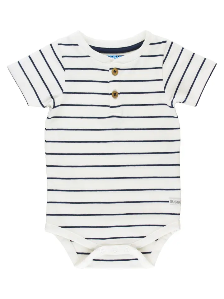 RuffleButts Rufflebutts Short Sleeve Henley Bodysuit
