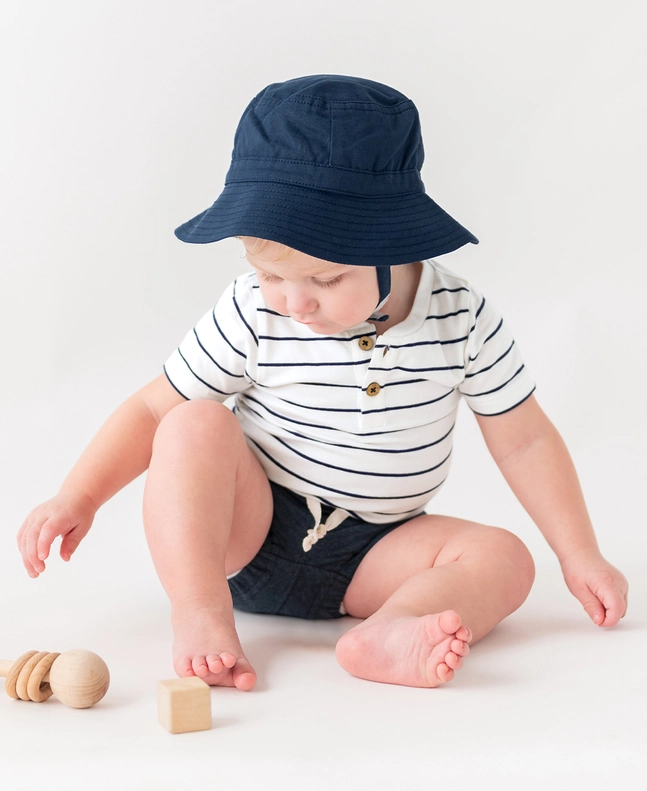 RuffleButts Rufflebutts Short Sleeve Henley Bodysuit